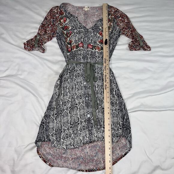 Anthropologie Tiny Perenne Dress Size M Floral Paisley Belted Boho Shirtdress - Picture 6 of 13